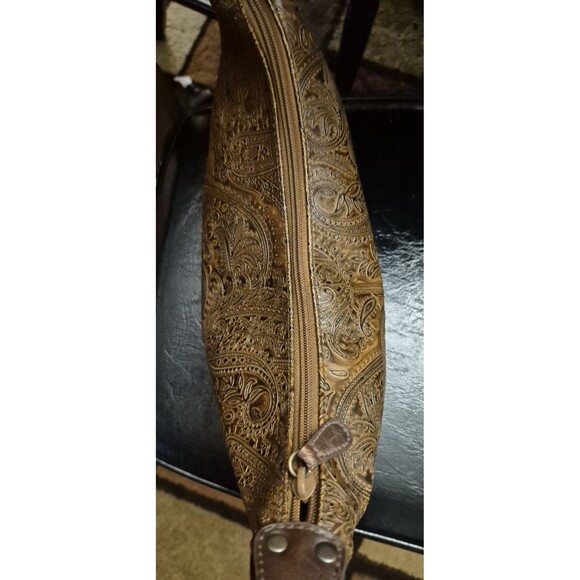 Relic Hobo Bag Embossed Paisley Brown Braided Handle Western Nash Clean EUC - Picture 7 of 8